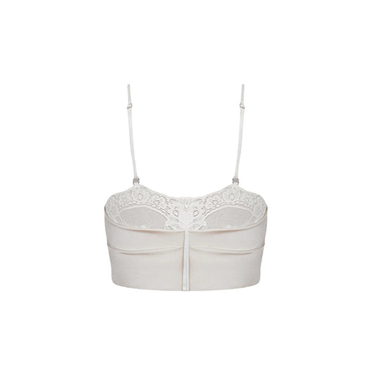 Eeva White Floral Lace Panel Crop Top