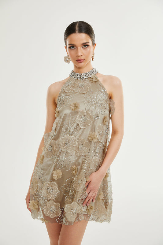 Celiane  embellished floral mini dress