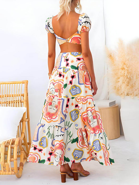 Summer Printed Two Piece Suit