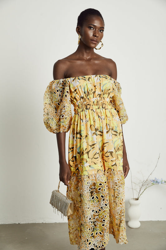 Clémence floral-print cut-out midi dress (US Only)