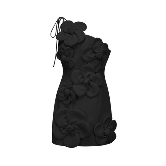 Celiane Black Floral Off-Shoulder Mini Dress