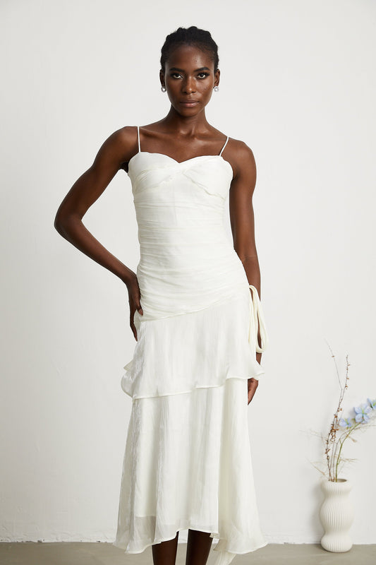 Bérénice layered flounce-hem midi dress (US Only)