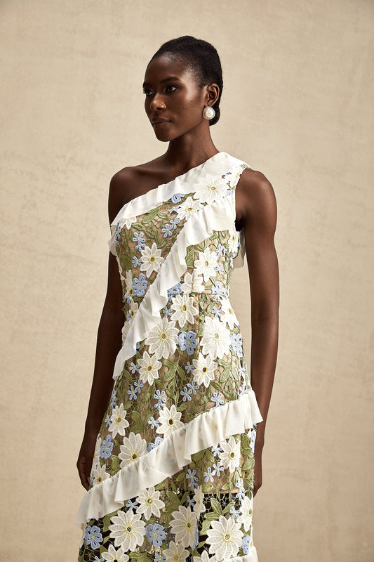 Clémence floral embroidered midi dress (US Only)