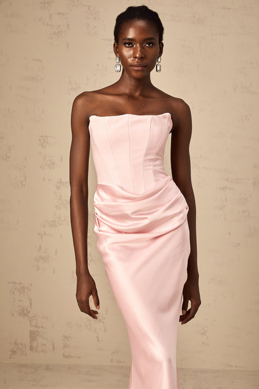 Aurore Pink Off-Shoulder Maxi Dress (US Only)