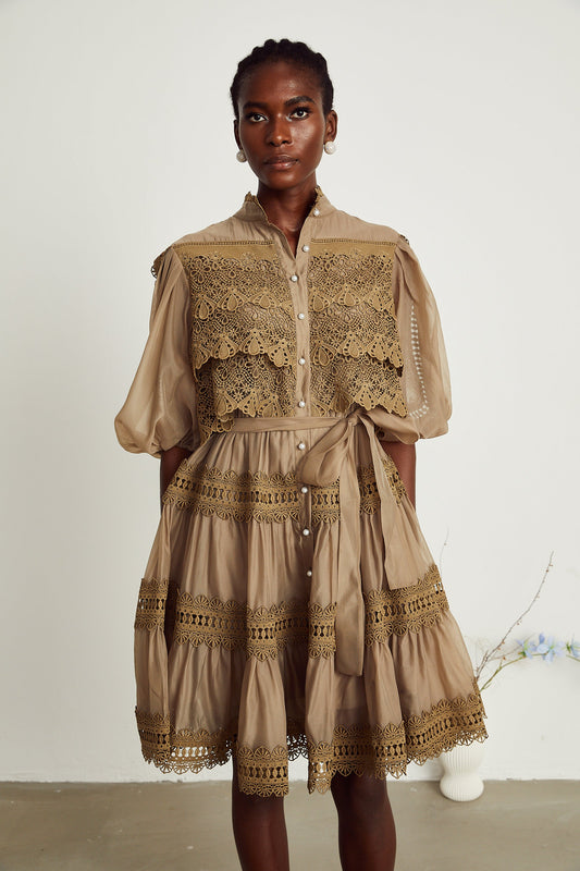 Inès lace cut-out layered mini dress (US Only)