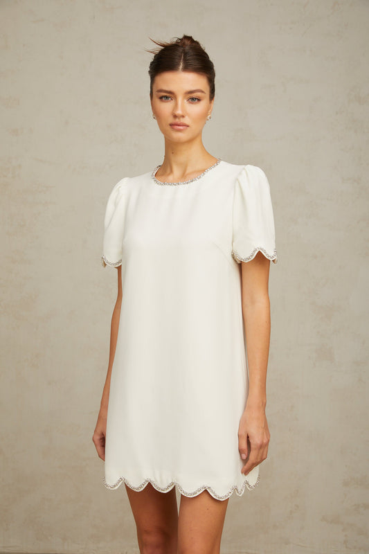 Bérénice white crystal-embellished mini dress