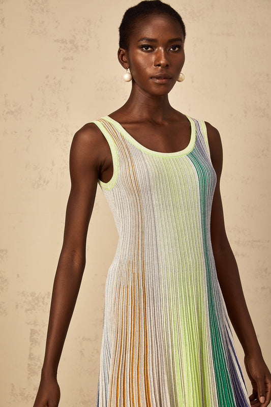Amaryllis Green Sequin Striped Knit Mini Dress (US Only)