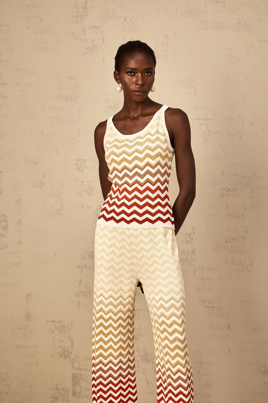 Isabelle Yellow Zigzag Knit Matching Set