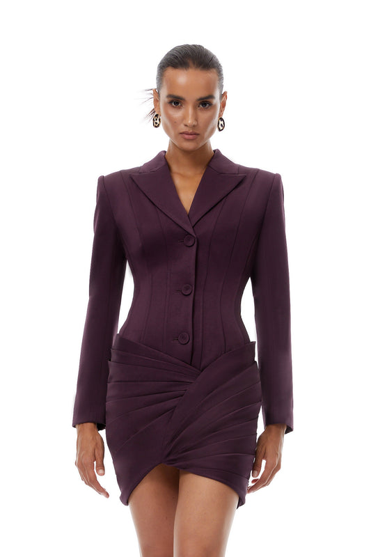 Feleshia Purple Ruched Mini Blazer Dress