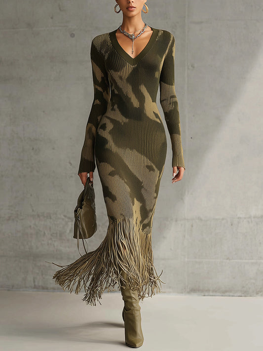 Camo Knit Fringe