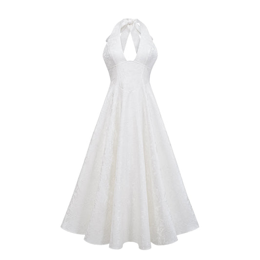 Céline White Glamorous Event Midi Elbise (Sadece ABD)