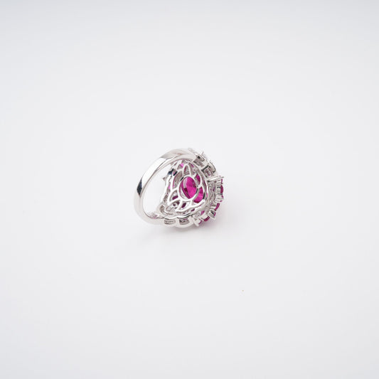 Amélie Red Oval Cut Gemstone Sterling Silver Ring