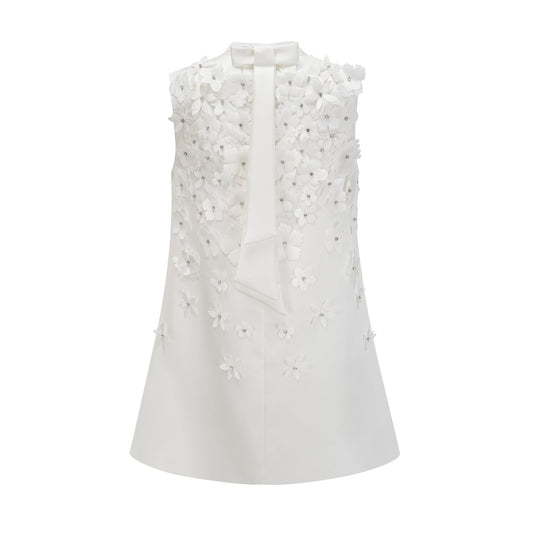 Genevieve faux-flower mini dress