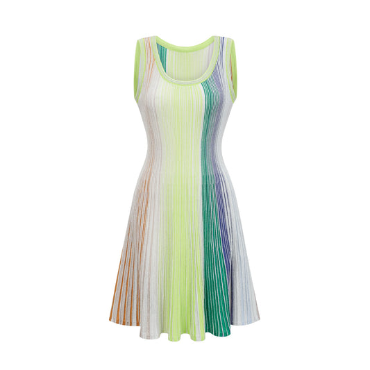 Amaryllis Green Sequin Striped Knit Mini Dress (US Only)