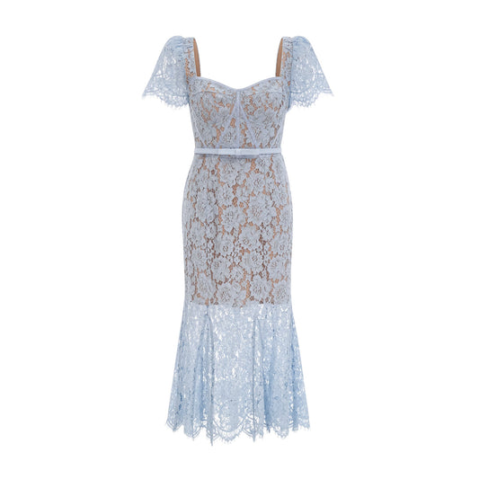 Audrey blue floral-lace boned midi dress (US Only)
