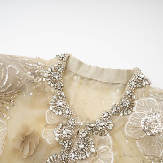 Celiane semi-sheer flower beaded organza light luxury jacket