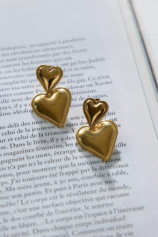 18k Gold Heart Earrings