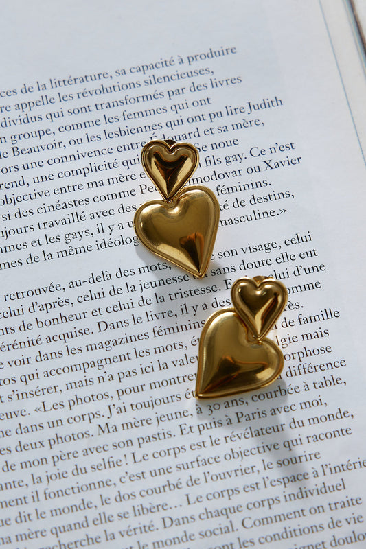 18k Gold Heart Earrings