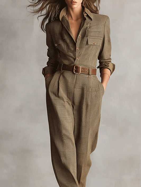 Brown Tweed Jumpsuit