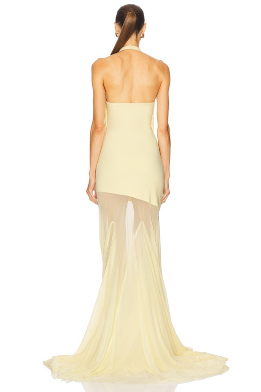 Yvette Yellow 3D Petal Mermaid Maxi Dress