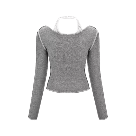 The Grey Mile-halterneck cropped sweatshirt